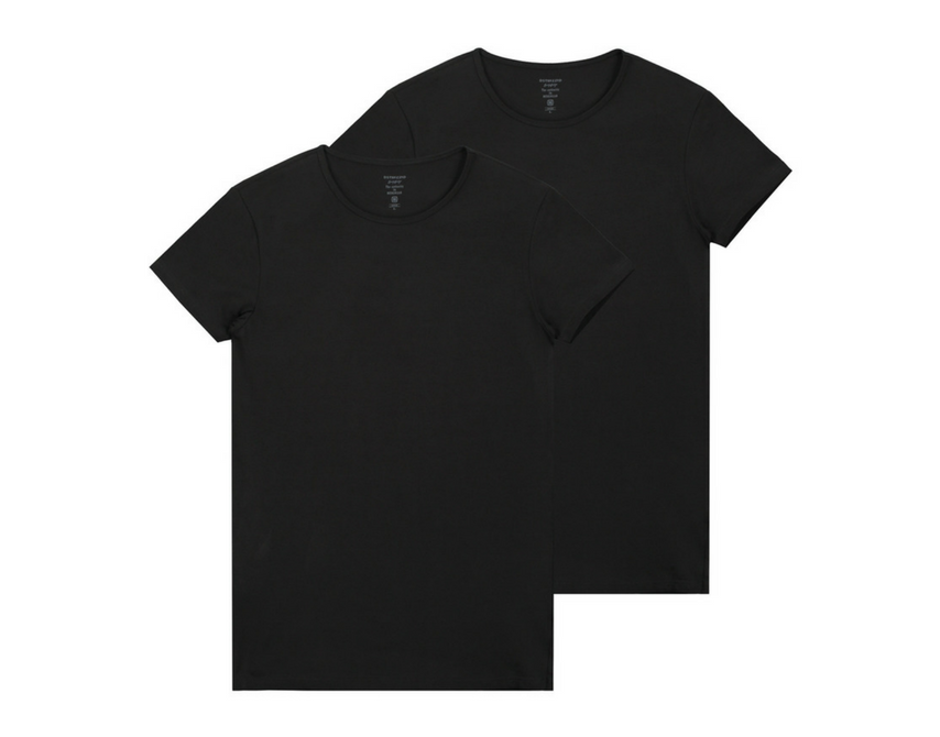 2 Pack Rundhals Shirts schwarz